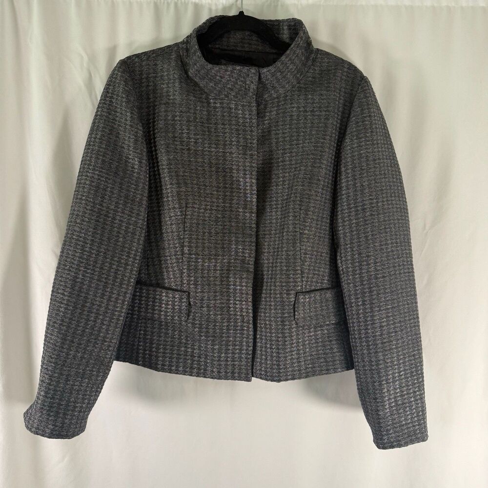 Coldwater Creek Wool Blend Blazer Jacket Women's 12 Grey Button Down Long Slv